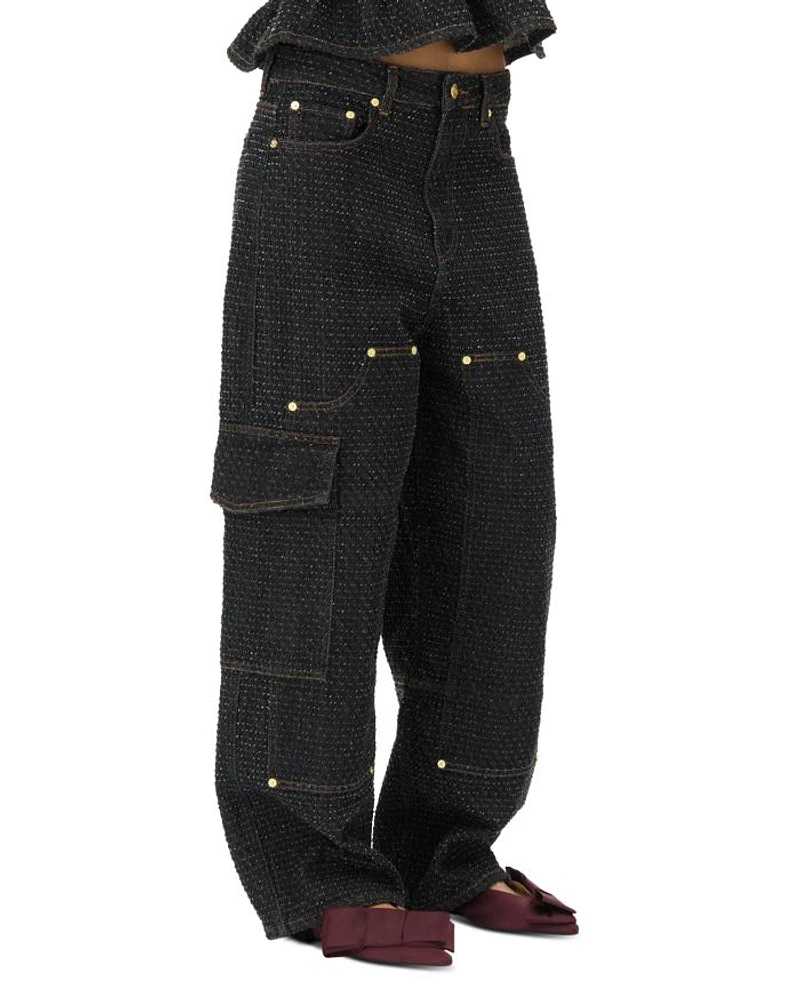 Fluffy Denim Carpenter Jeans Black