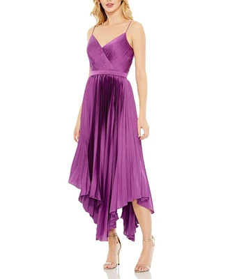 Pleated Satin Flowy Midi Dress