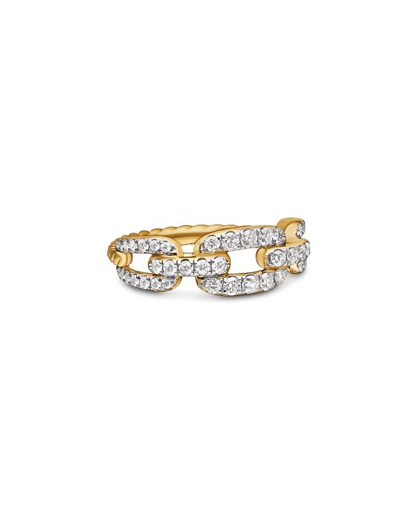 18K Yellow Gold Stax Chain Link Ring with Diamonds