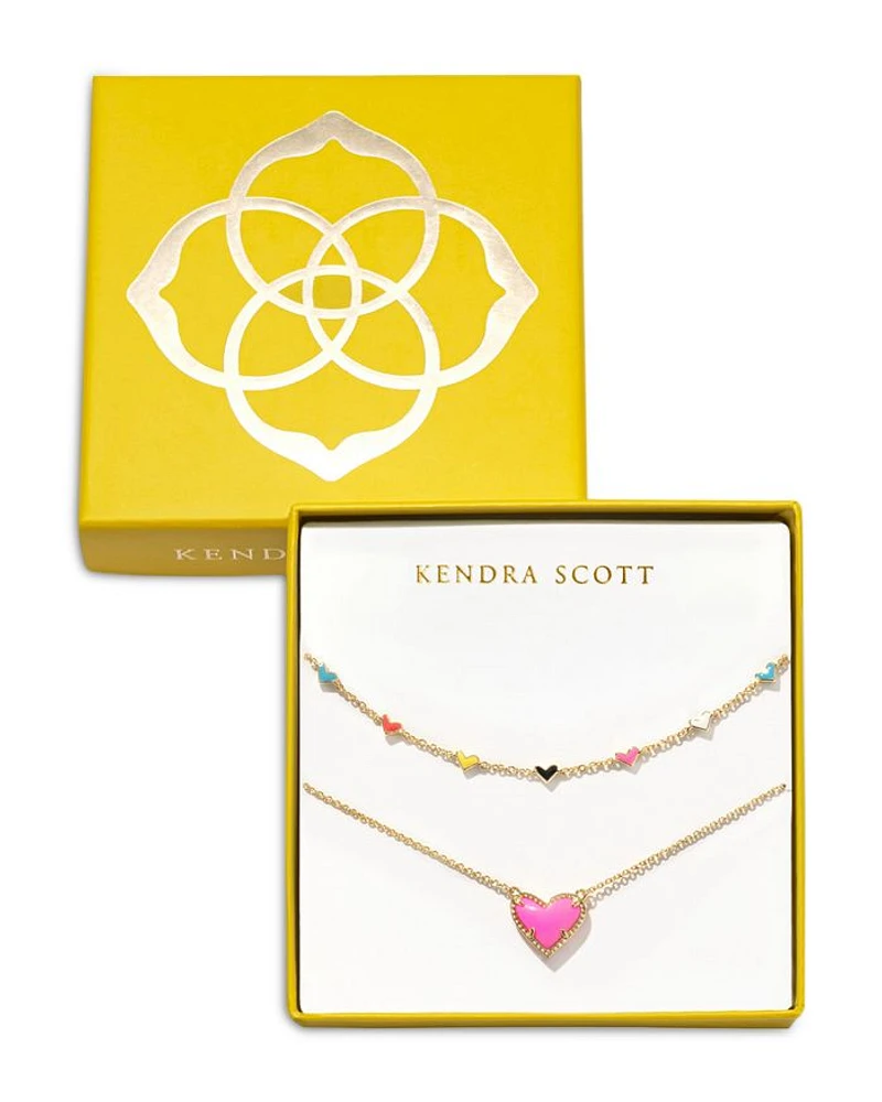 Ari Haven Enamel Heart Necklaces, Set of 2