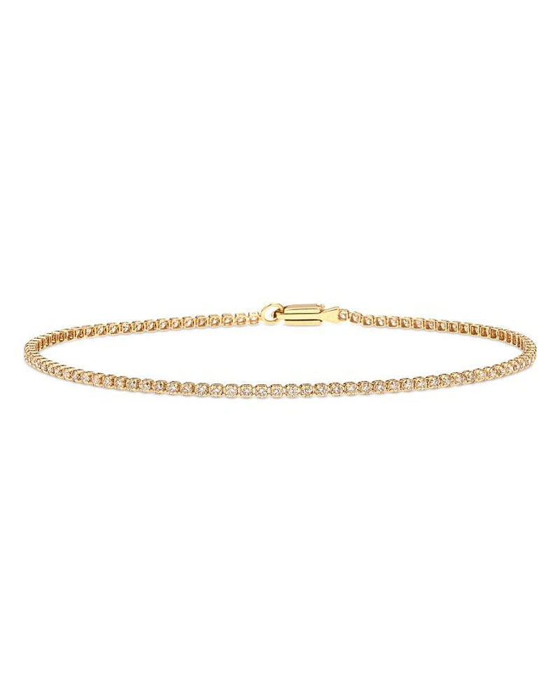 14K Yellow Gold Lightweight Diamond Tennis Bracelet, 0.95 tcw