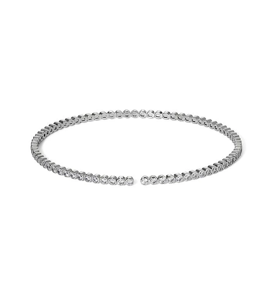 Dazzle Cubic Zirconia Structured Chocker Necklace in Rhodium Plated