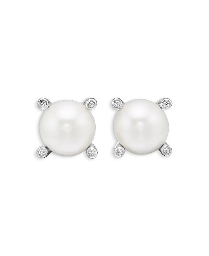 Cultured Freshwater Pearl Earrings with Diamonds