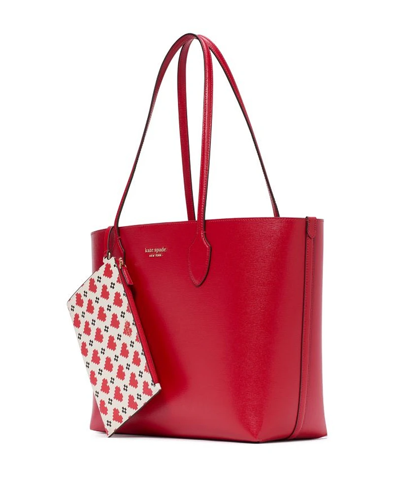 Bleecker Pixelated Hearts Pop Print Crossgrain Leather Large Tote