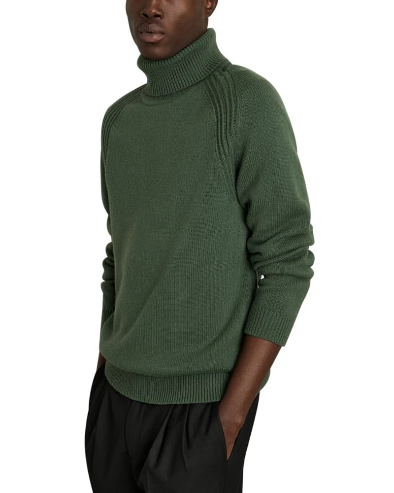 Stratus Wool & Nylon Seam Detail Regular Fit Turtleneck Sweater