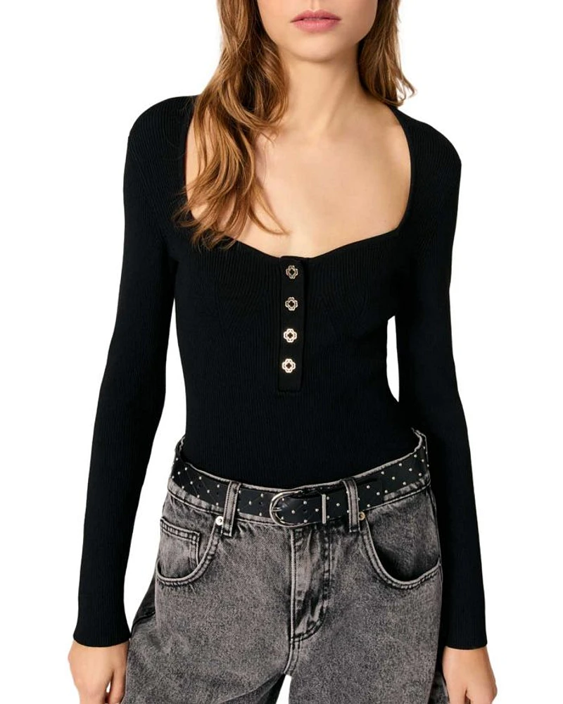Low Neck Rib Knit Jumper