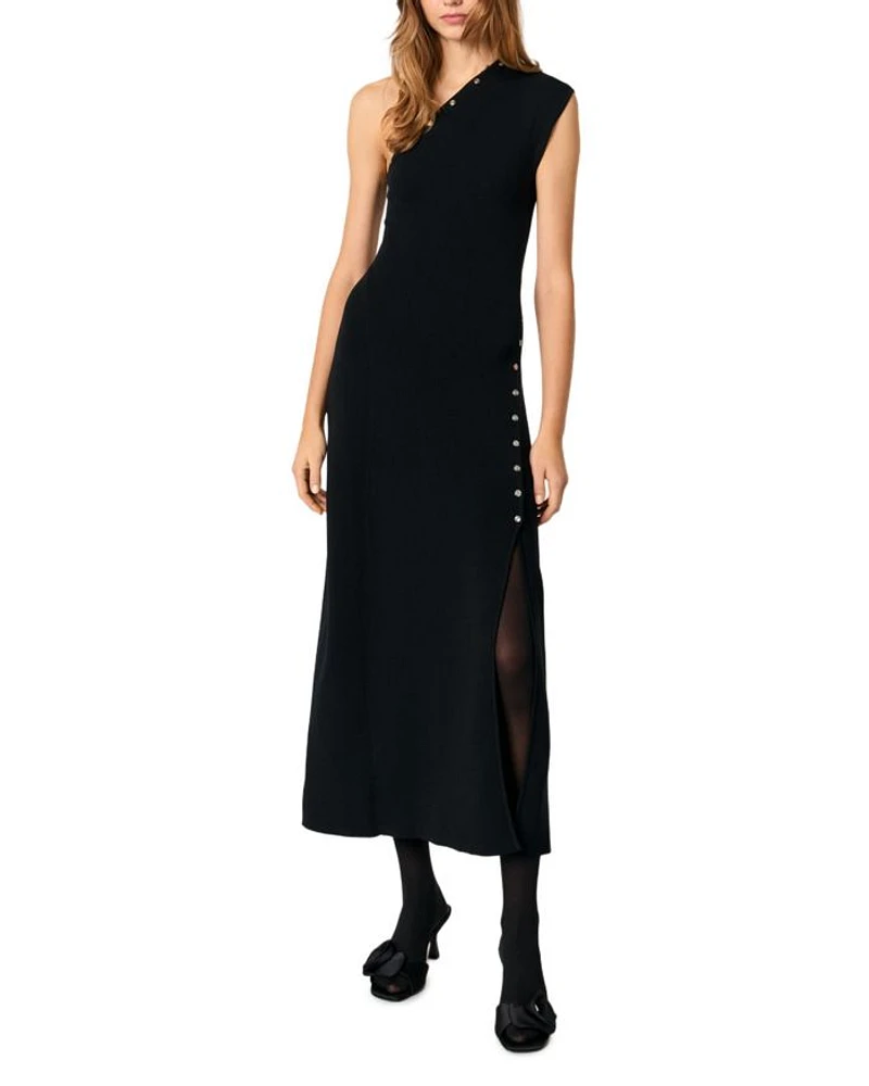 Asymmetric Knit Maxi Dress