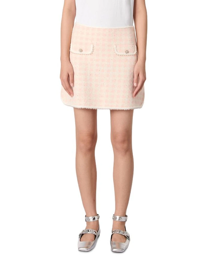 Short Tweed Effect Knit Skirt