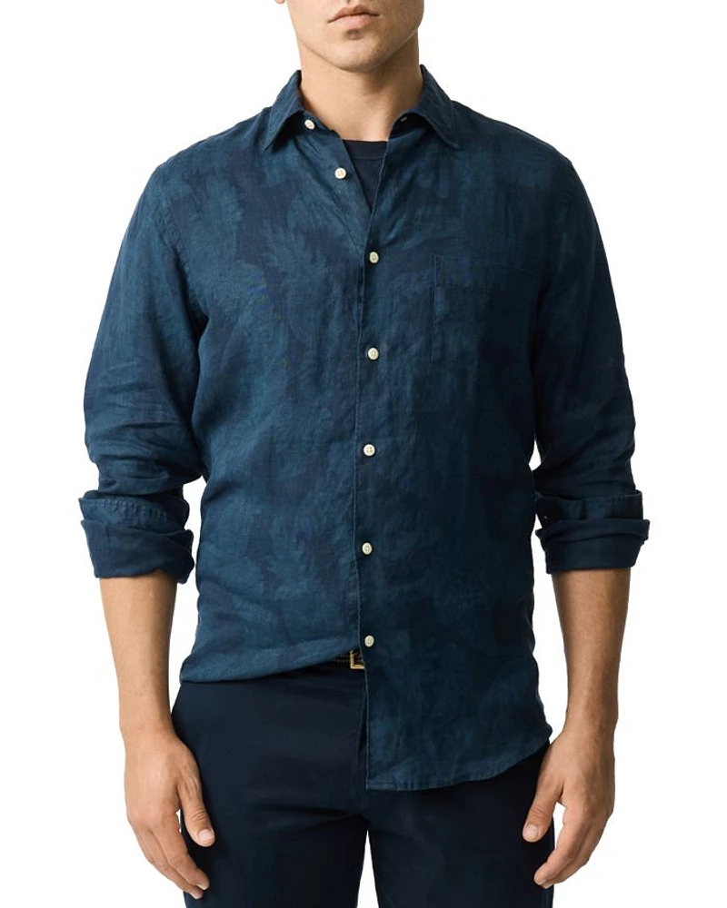North River Slim Fit Printed Linen Shirt