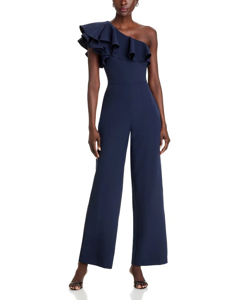 One Shoulder Ruffle Jumpsuit