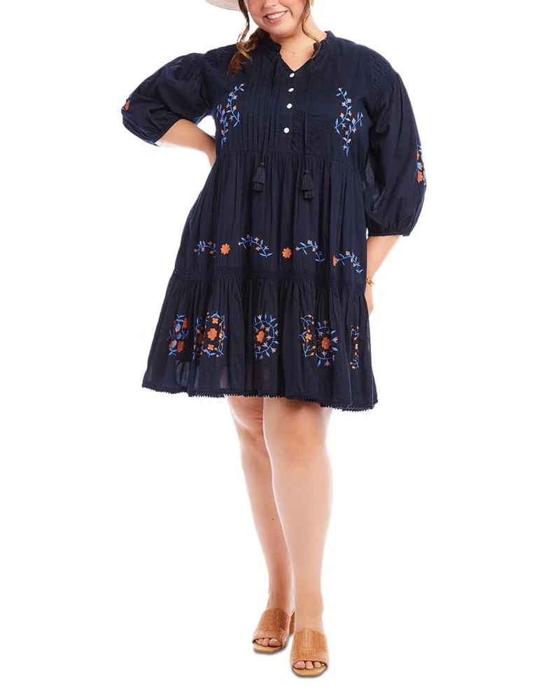 Plus Embroidered Lace Trim Dress