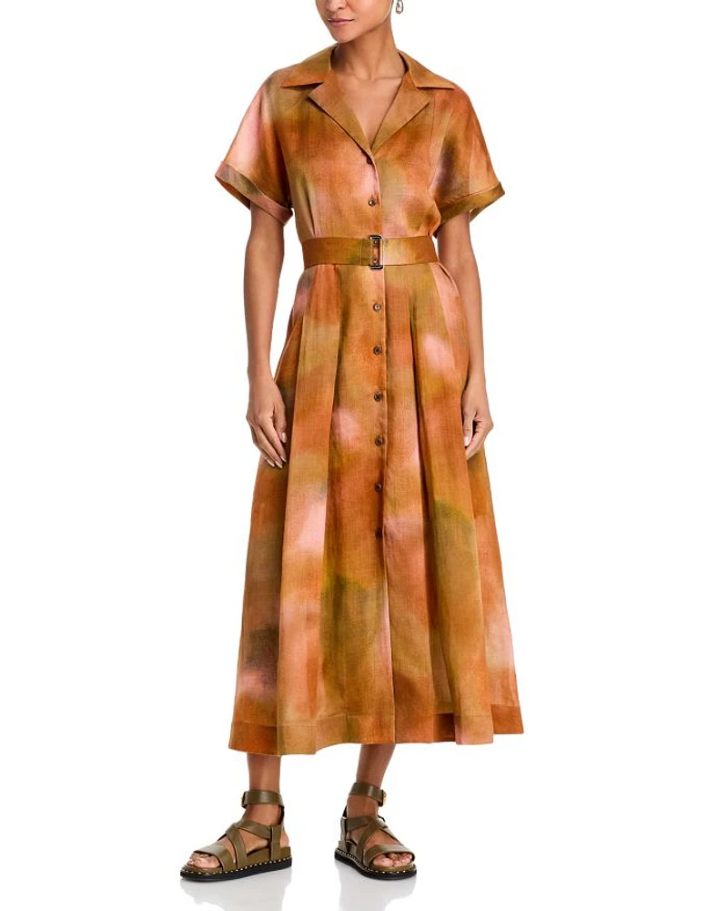 Notch Collar Shirt Dress