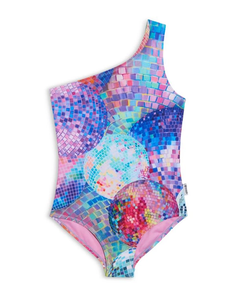 Girls' Disco One Shoulder Piece Swimsuit - Little Kid