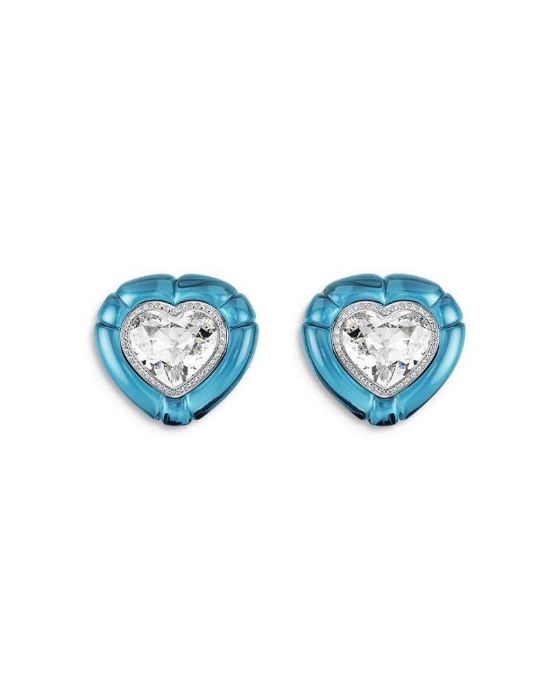 Dulcis Multicolor Crystal Heart Clip On Earrings