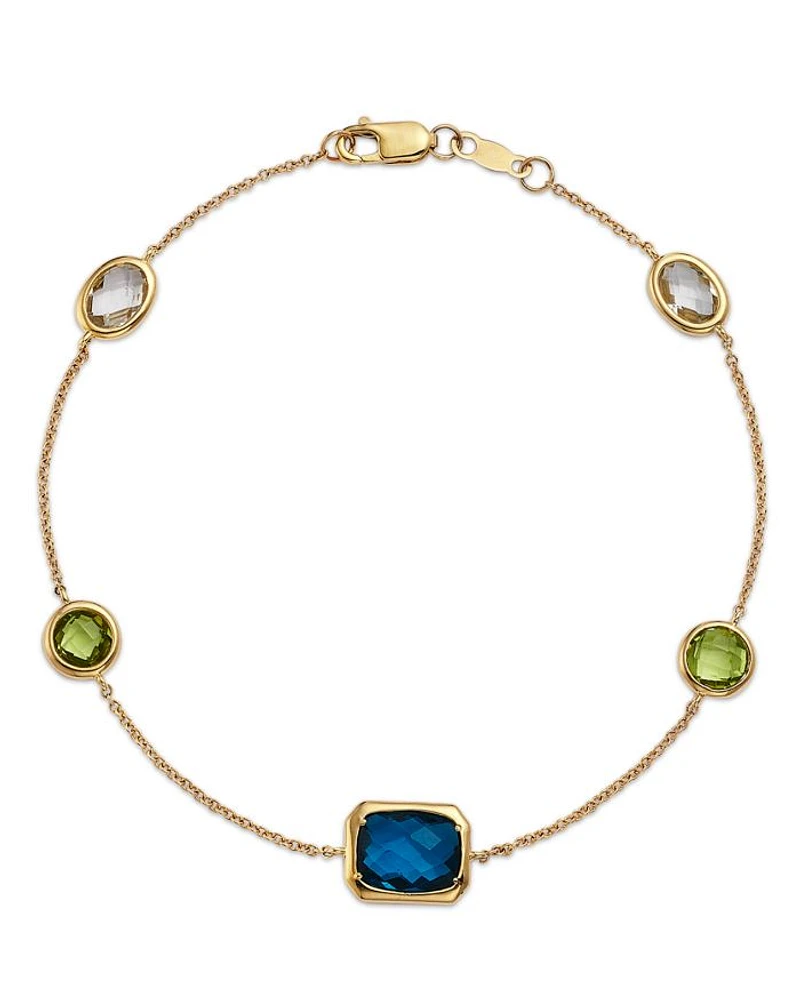 Mixed Cut Multi Gemstone Bracelet in 14K Yellow Gold