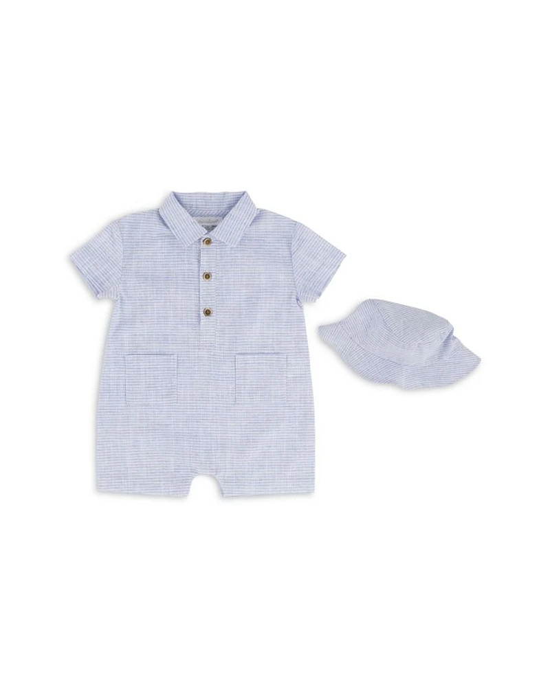 Boys' Striped Romper & Hat Set - Baby