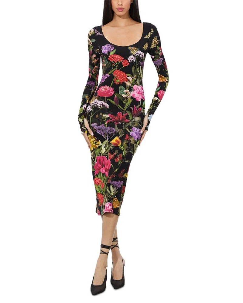 Delora Scoop Neck Midi Dress