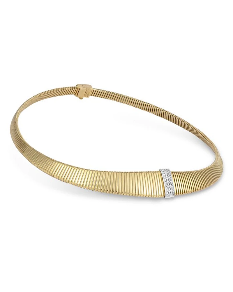 18K Yellow Gold Via Mercanti Tubogas Diamond Pavé Collar Necklace, 17.3"