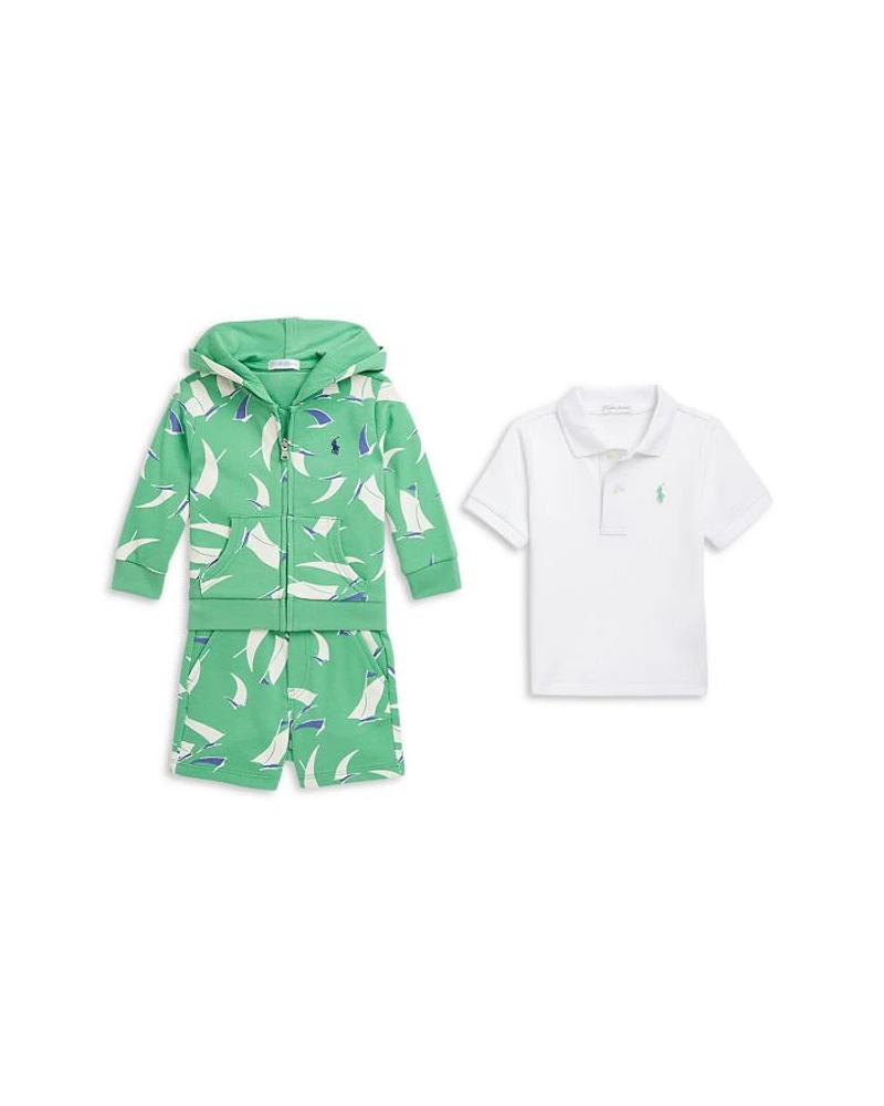 Boys' Polo Shirt, Terry Hoodie & Short Set - Baby