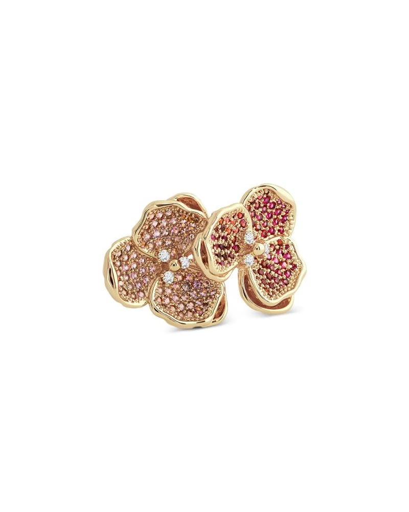 Pavé Double Orchid Ring 18K Gold Plated