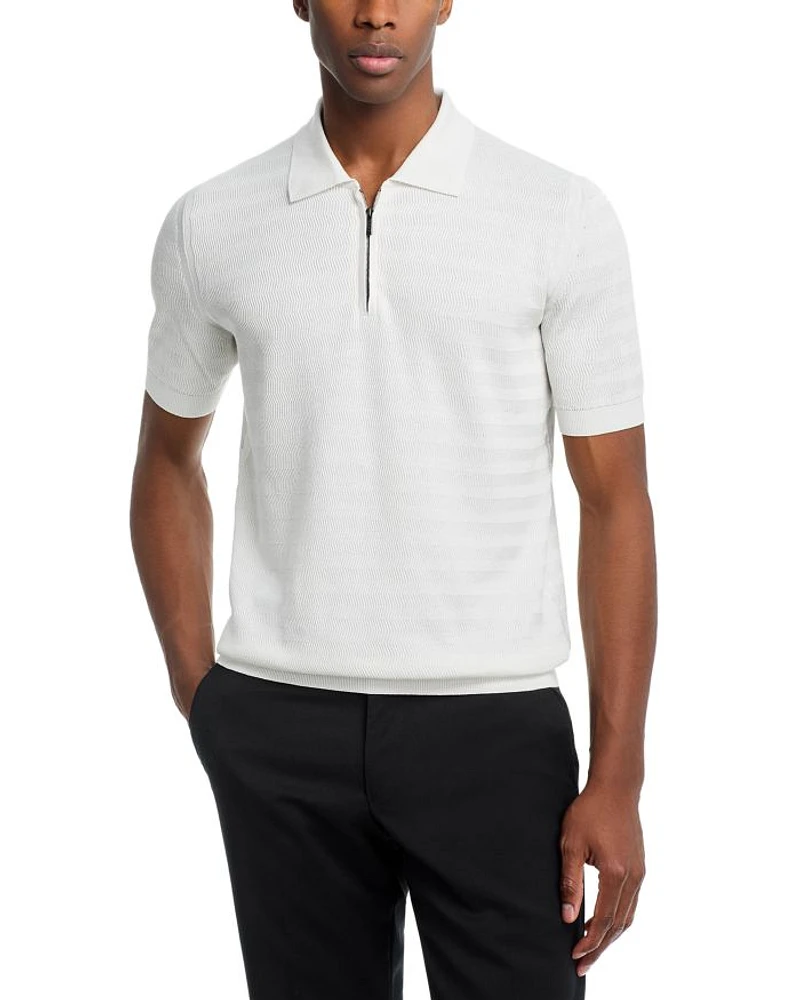Chevron Stitch Quarter Zip Polo Sweater