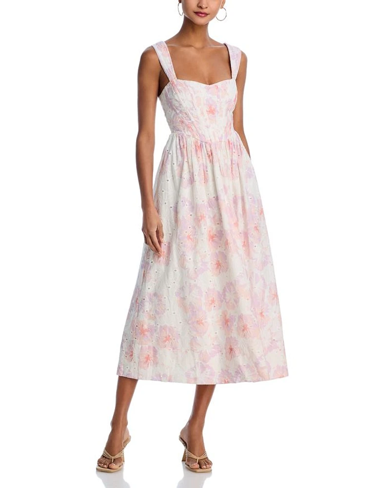 Eyelet Bustier Midi Dress - Exclusive