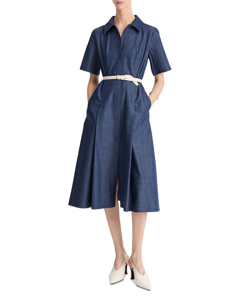 Denim Short Sleeve Shirt Dress
