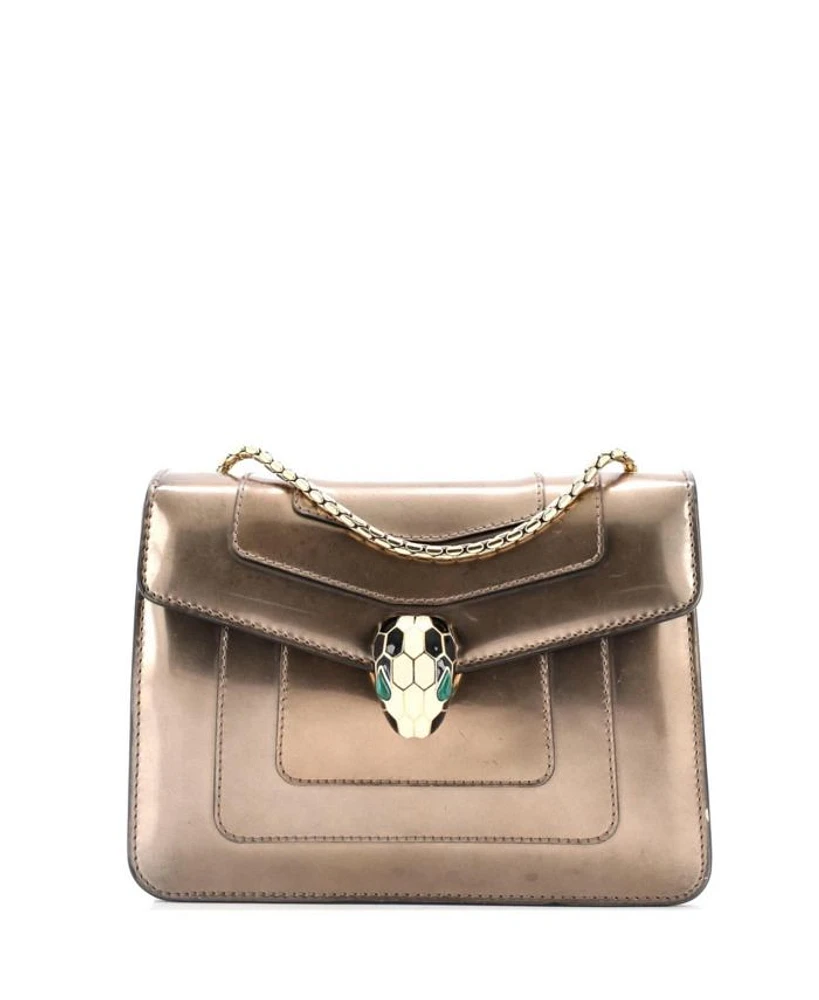 Serpenti Forever Square Shoulder Bag Metallic Leather