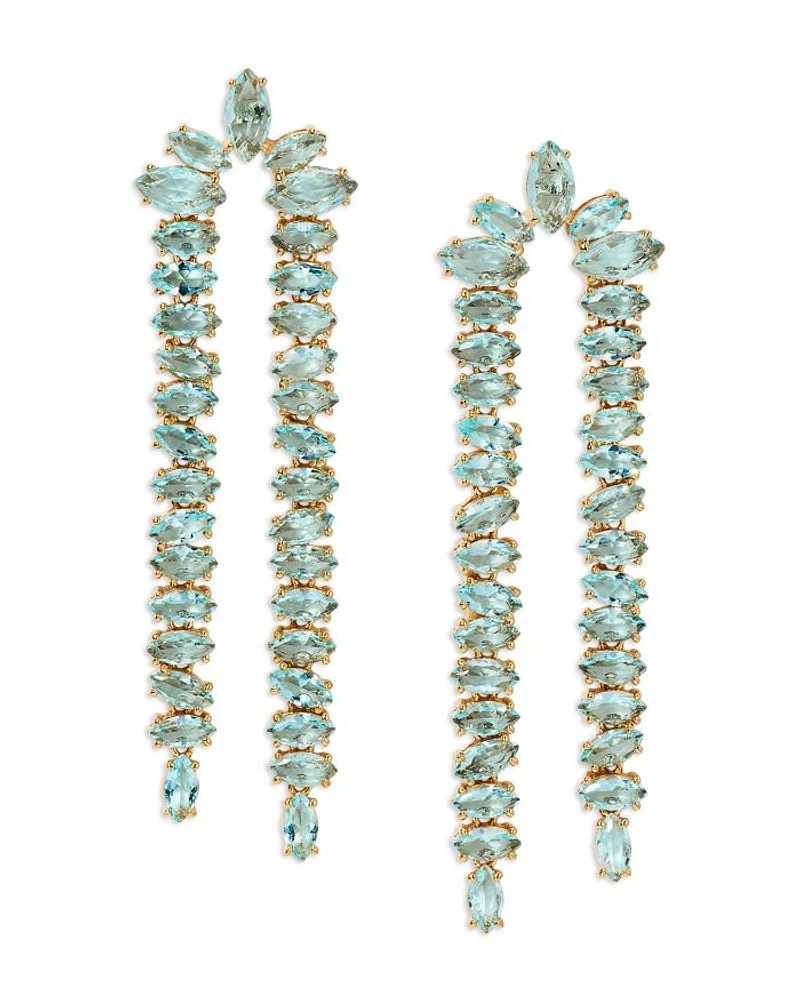 Palm Springs Green Stone Double Strand Drop Earrings
