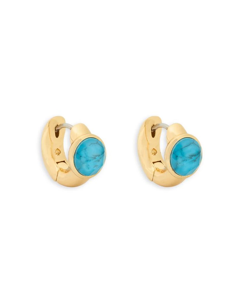 Keep Sparkling Round Stone Huggie Hoop Earrings