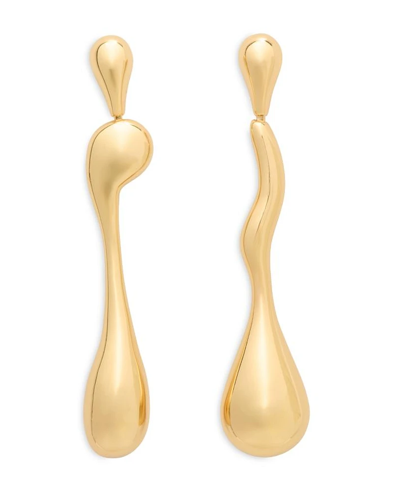 Molten Linear Drop Earrings in Gold Tone