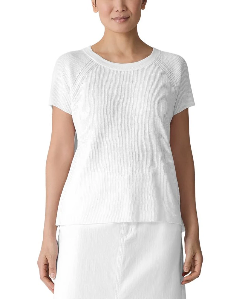 Linen Cotton Raglan Short Sleeve Sweater