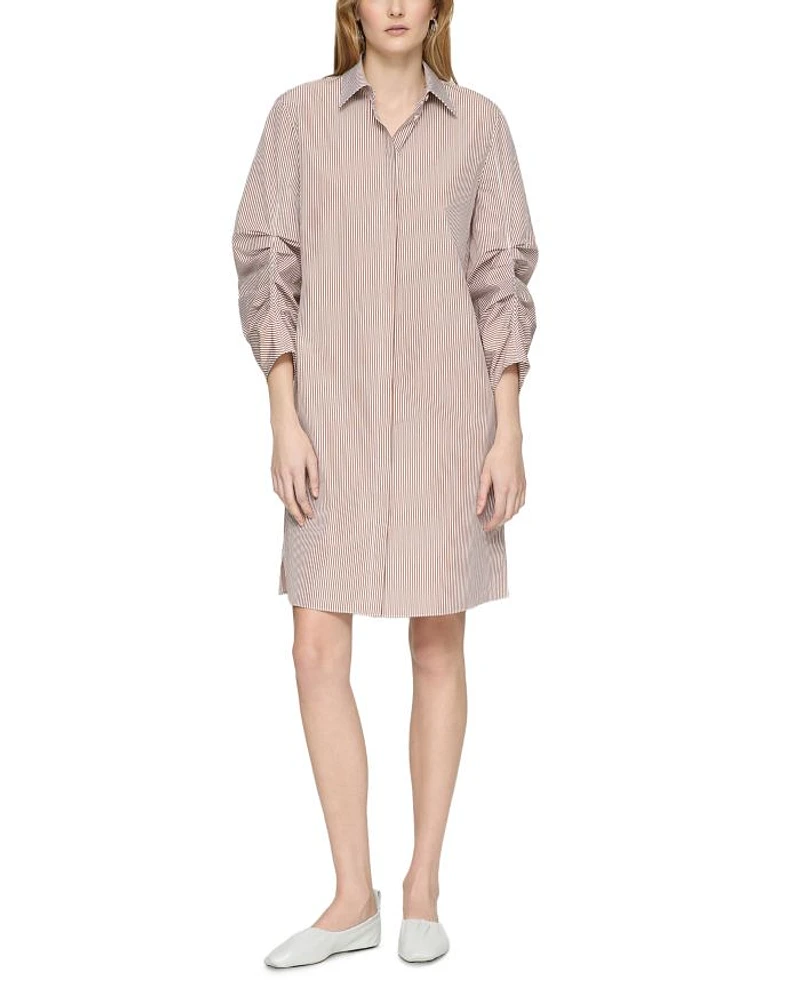 Ruched Sleeve Shirt Dress