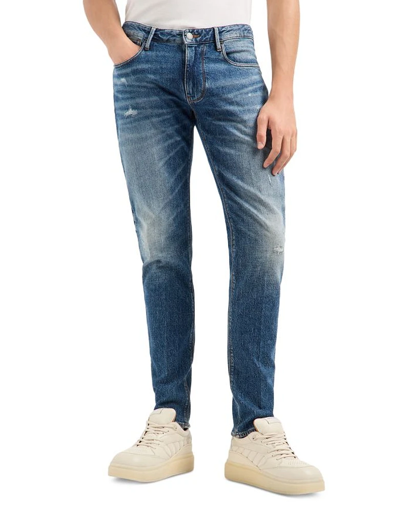 Slim Fit Washed Jeans Medium Blue