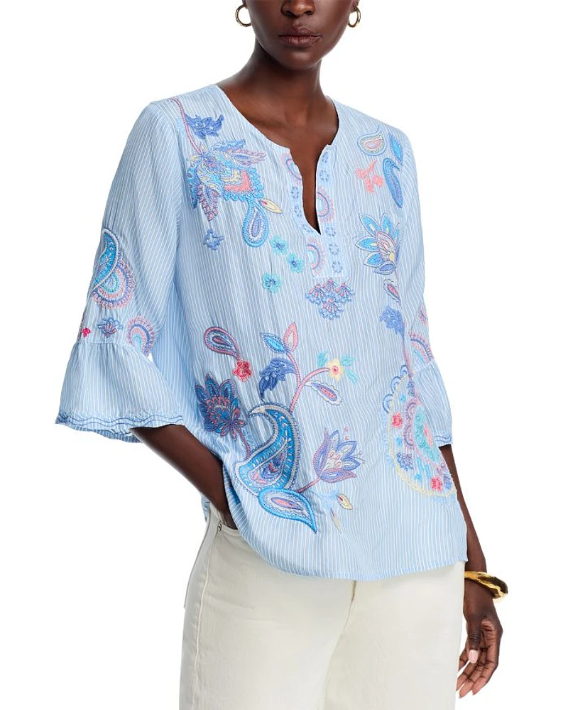 Silk Ruffle Sleeve Blouse