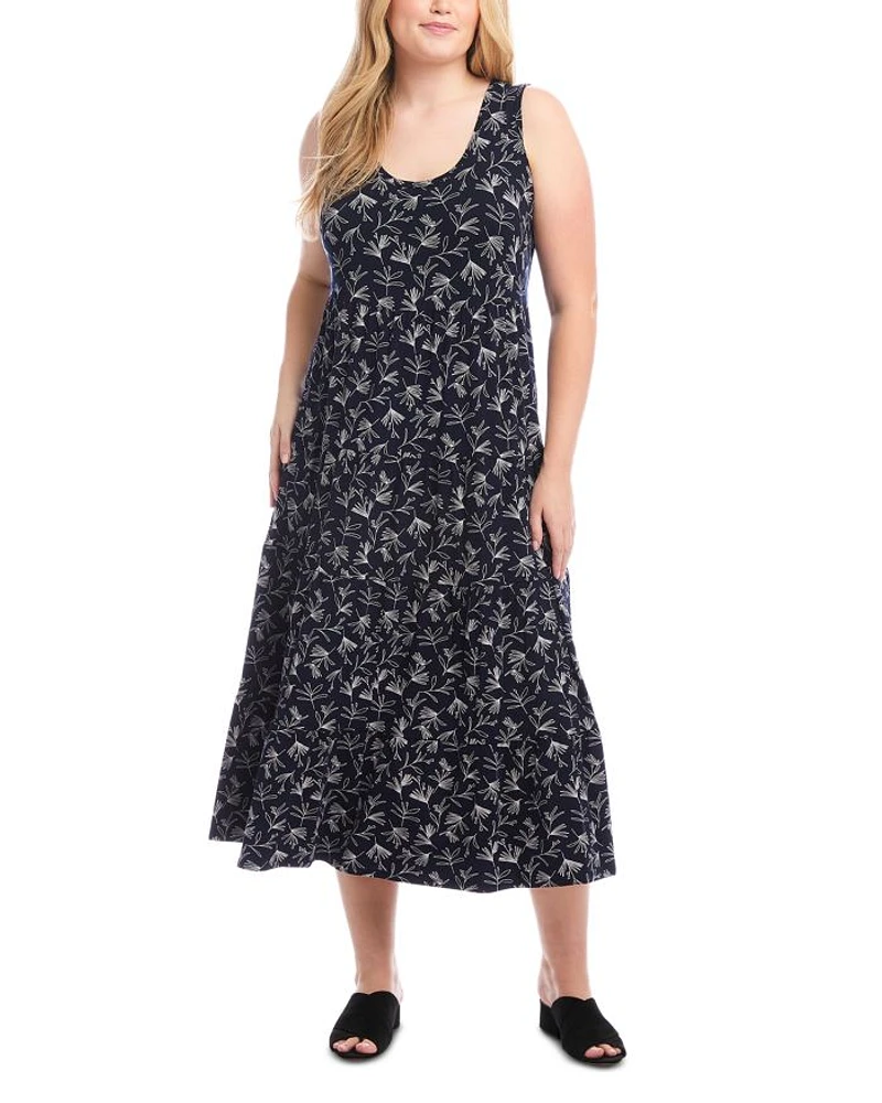 Plus Floral Tiered Midi Dress