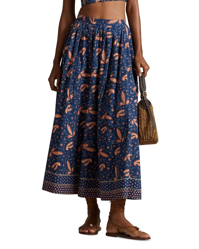 Floral Cotton Poplin A-Line Skirt