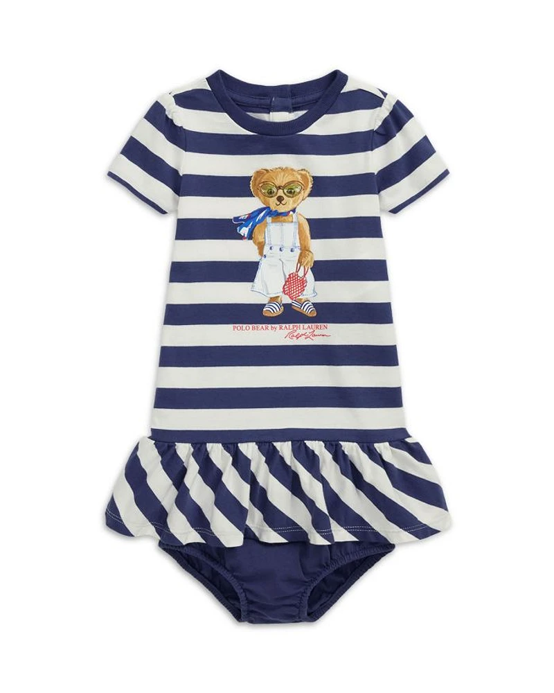 Girls' Striped Polo Bear Cotton Dress & Bloomer - Baby
