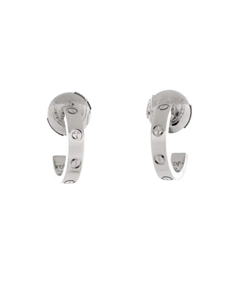 Small Love Hoop Earrings 18K White Gold