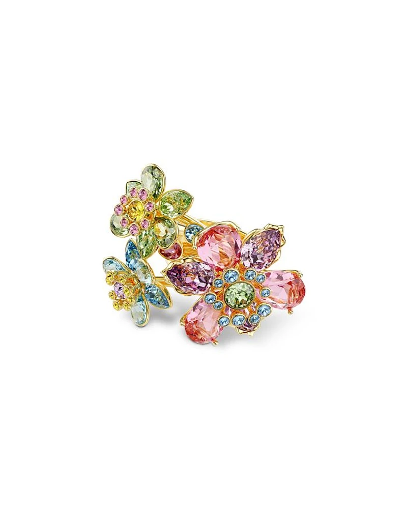 Idyllia Multicolor Crystal Flower Triple Row Ring
