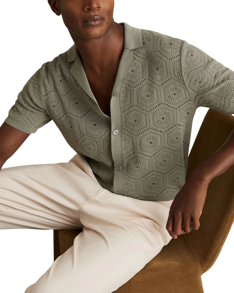 Royce Short Sleeve Cuban Hexagon Pointelle Shirt
