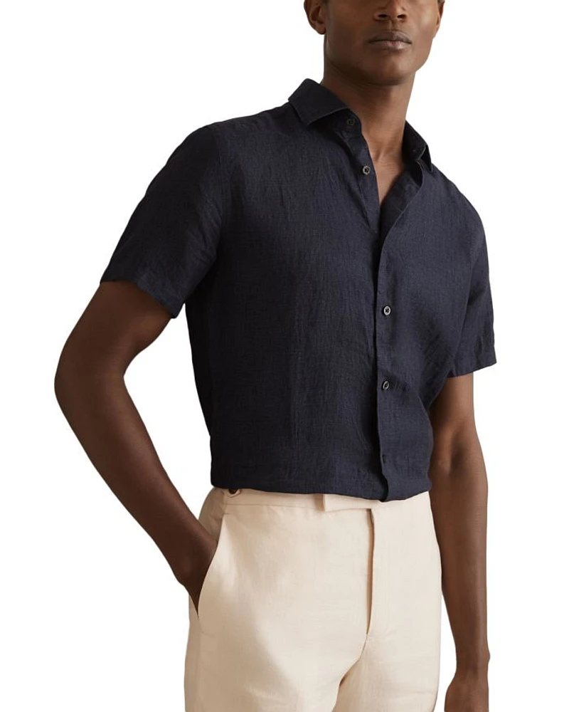 Holiday Short Sleeve Linen Shirt