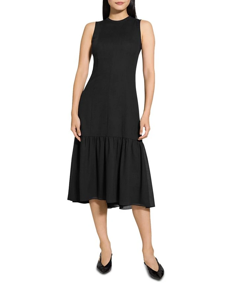 Tie Neck Tiered Midi Dress