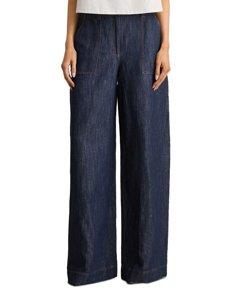 Wide Leg Linen Blend Pants