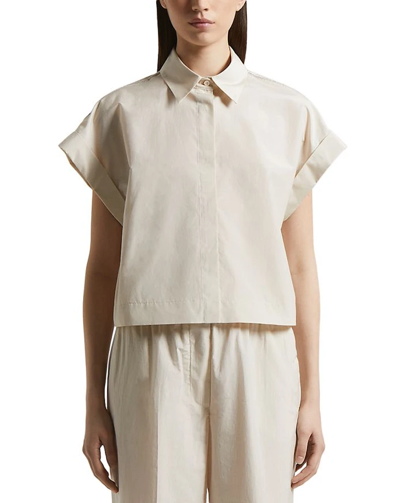 Short Sleeve Hidden Placket Blouse