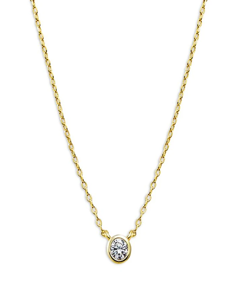 Mini Cubic Zirconia Bezel Pendant Necklace, 16"-18"