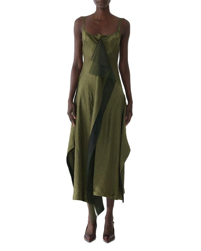 Crinkled Satin Slip Dress