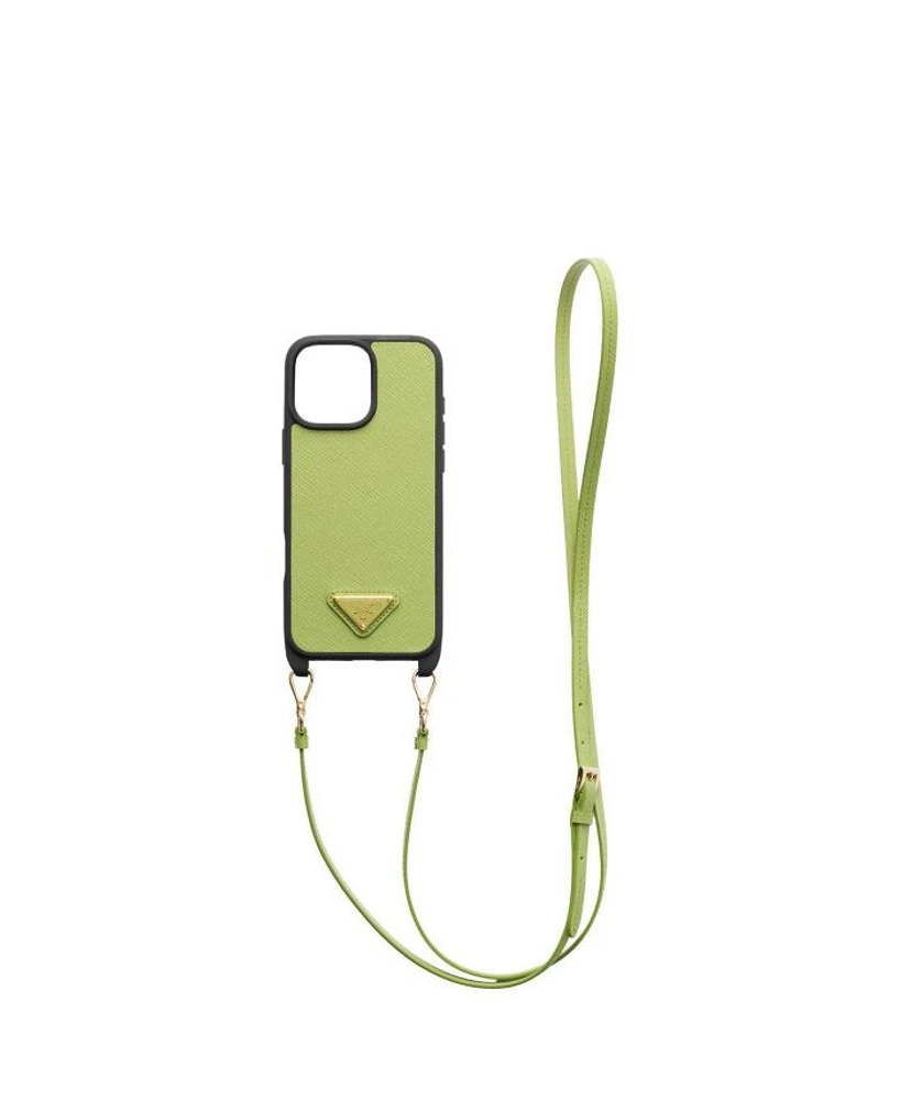 Saffiano Leather Case For Iphone 16 Pro Max With Shoulder Strap