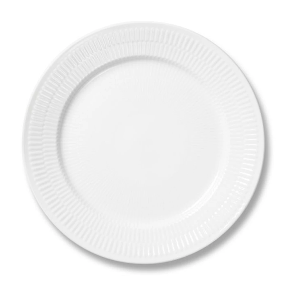 White Fluted Plain Dinner Plate