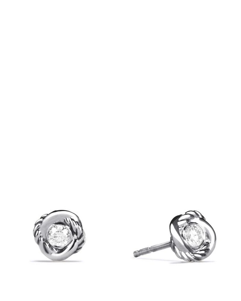 Infinity Stud Earrings in Sterling Silver with Diamonds, 6.8mm